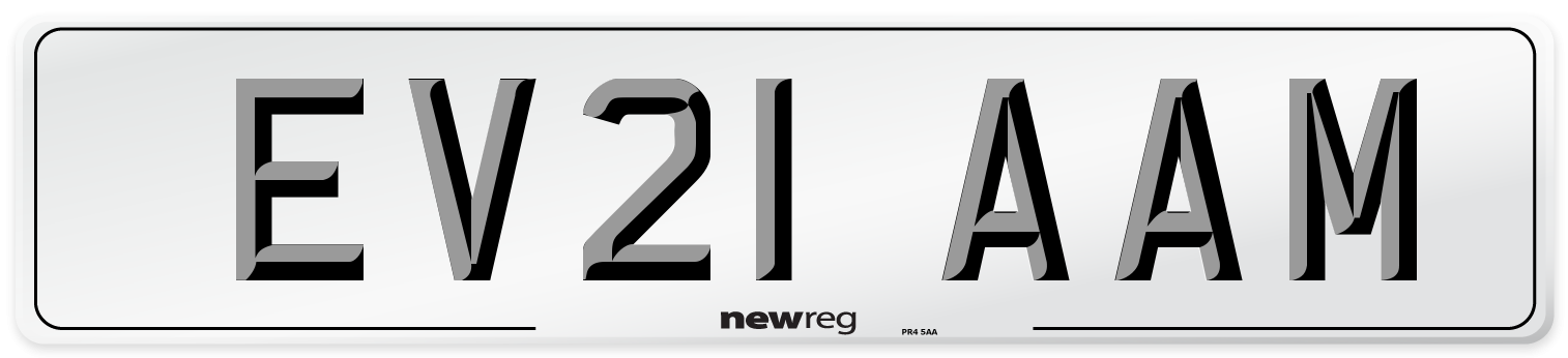 EV21 AAM Number Plate from New Reg